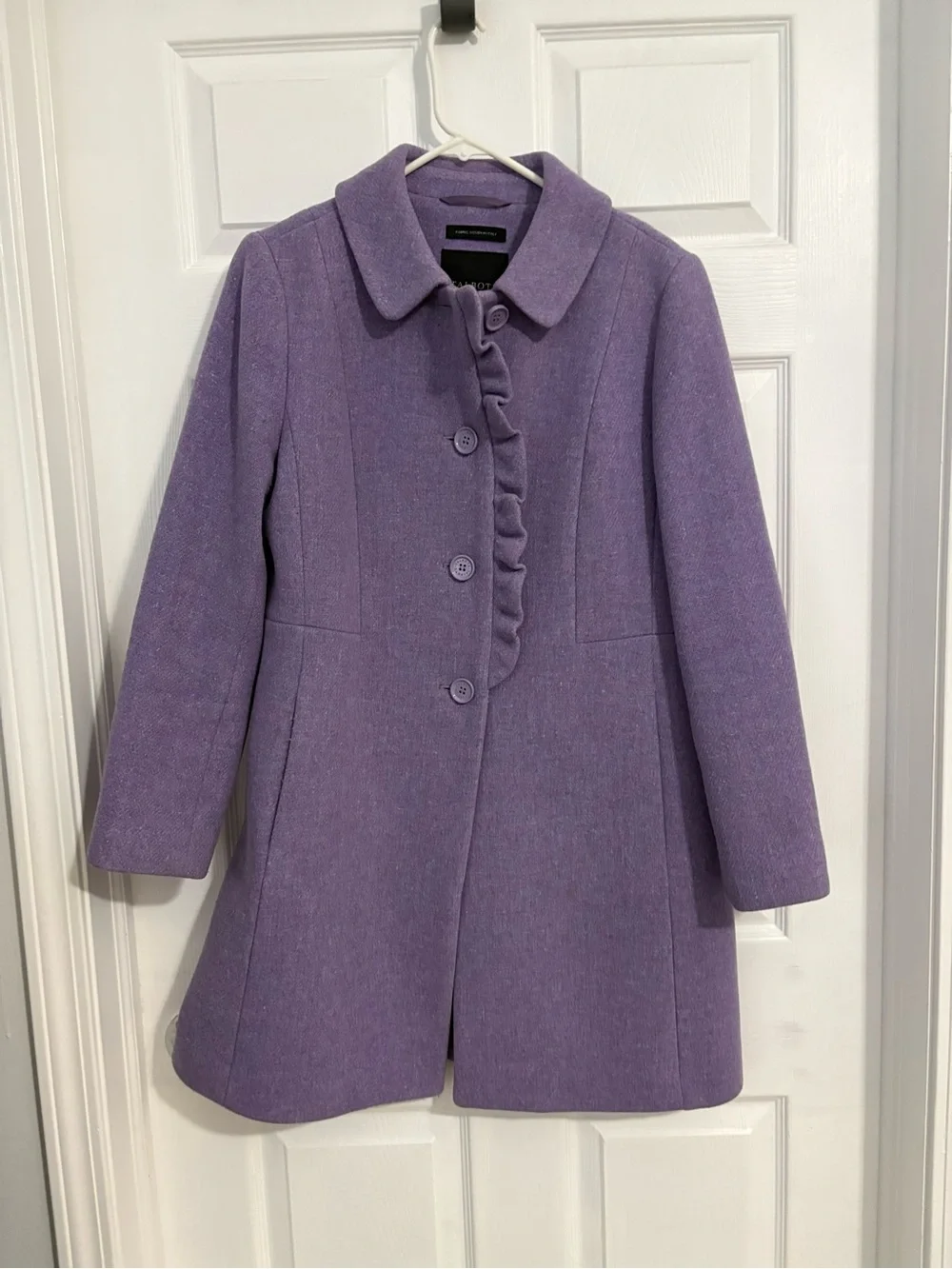 Talbots Lavender Wool-Blend Girls' Pea Coat with Ruffle Trim